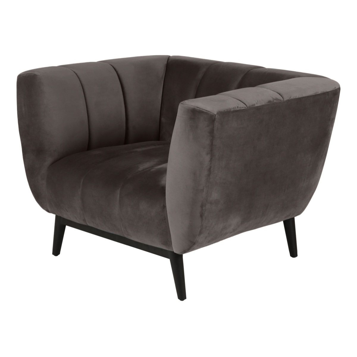 Fauteuil velours gris foncé