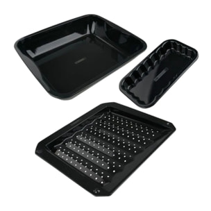 Lot de 3 plats de cuisson en acier émaillé 40 x 34 cm, 21 x 12 cm, 28 x 33 cm FM Professional Barbecue