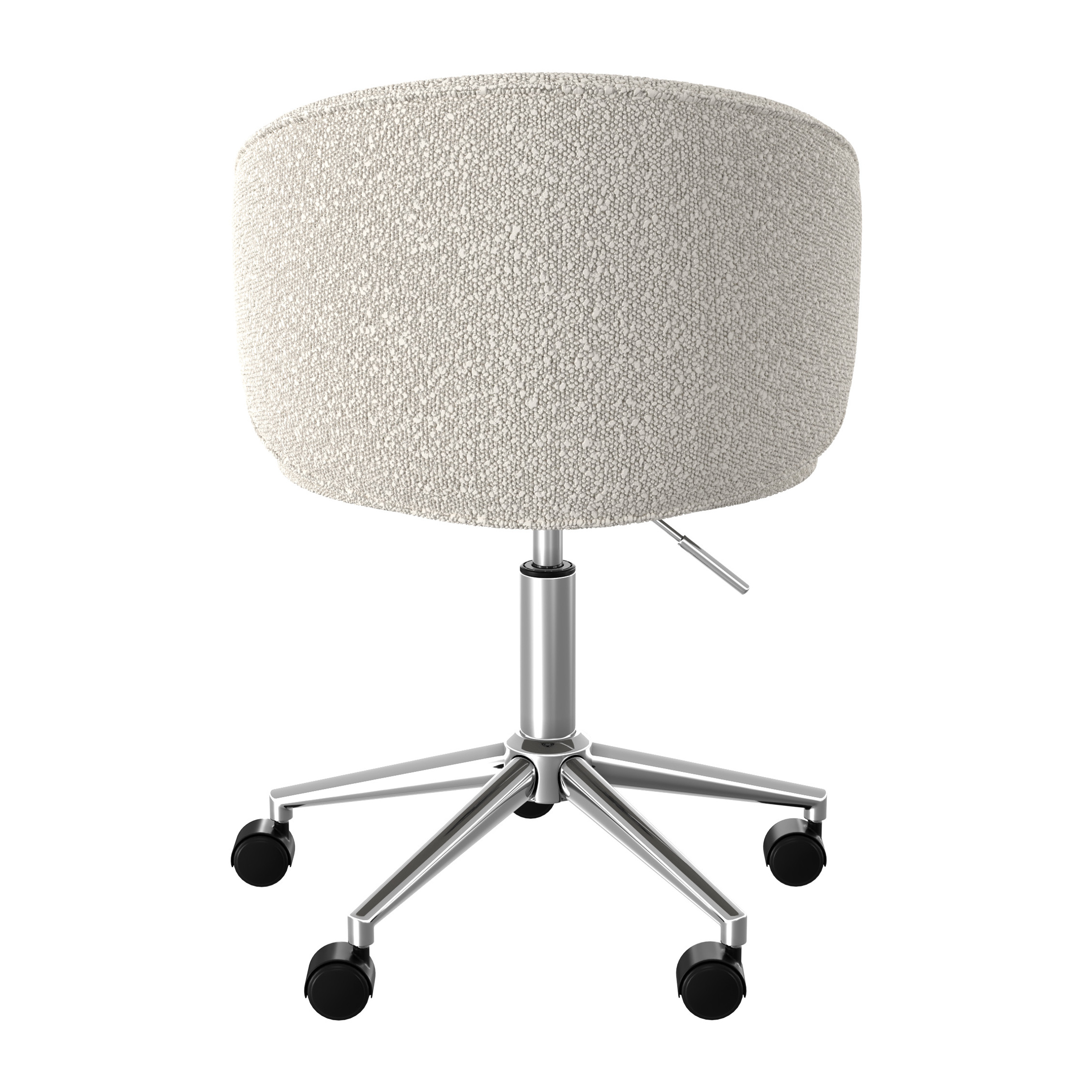 Chaise de bureau Aurore en tissu bouclé blanc