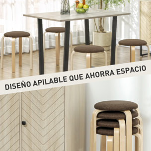 Juego de 4 Taburetes Apilables Redondos Taburetes Bajo de Cocina con Asiento Acolchado para Comedor Dormitorio Oficina Salón