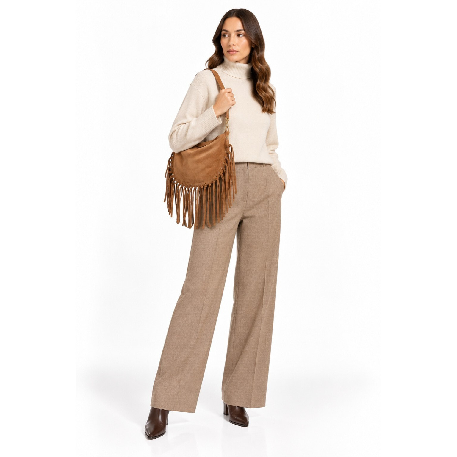 Borsa a tracolla Anna Luchini Cammello