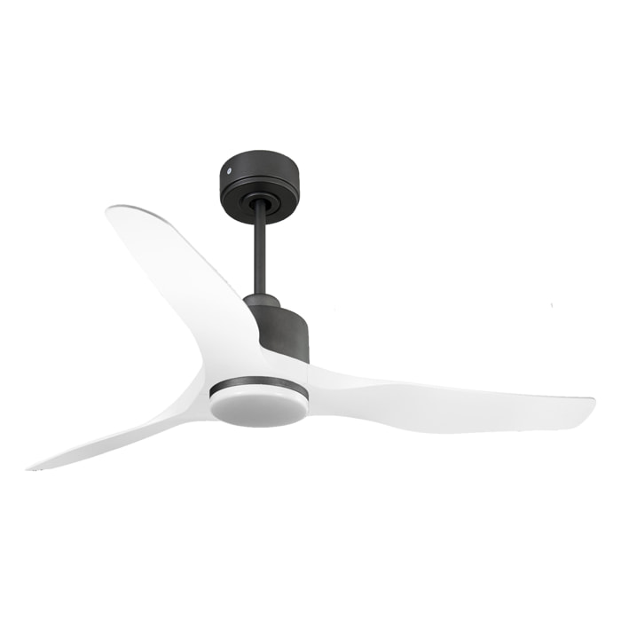 Ventilador de techo Reversible Termostato Dimable Wifi Motor DC Techos Inclinados Mando a Distancia Luz tres tonos Adaptador 2/3 Aspas Hypersilence Memoria ThassosD127C03LED65254 PURLINE