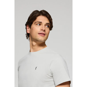 Camiseta gris claro con cuello redondo y bordado Rigby Go