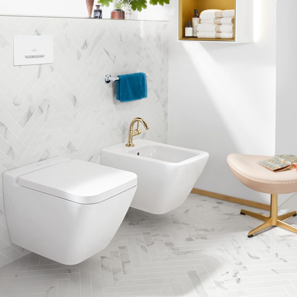 Bidet suspendu Fanion avec Bati support Grohe