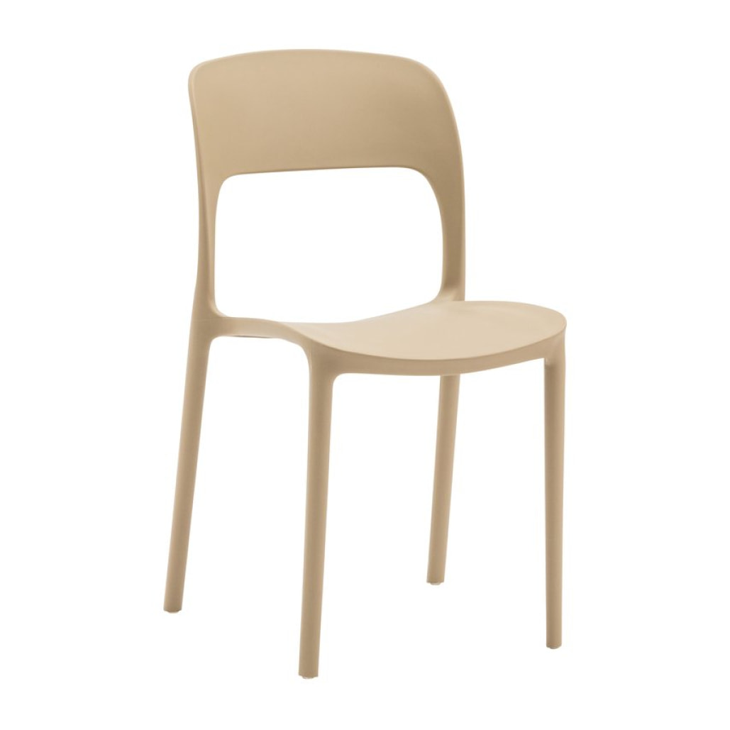 set 4 sedie impilabili in polipropilene beige