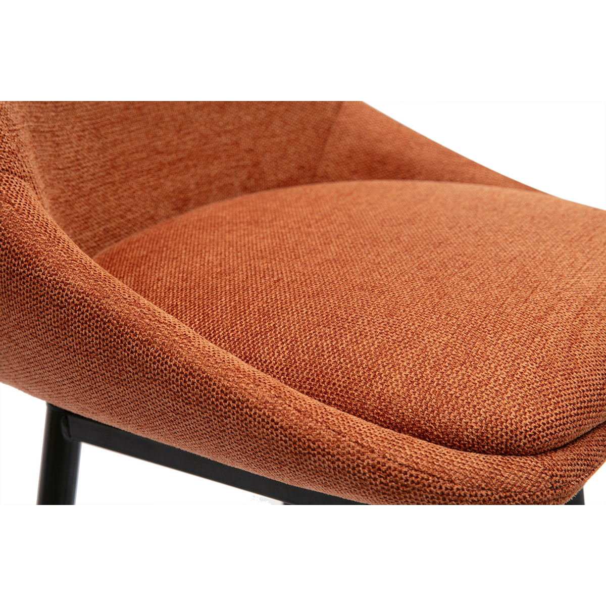 Tabourets de bar pivotants 360° en tissu effet velours texturé terre brûlée et métal H66 cm (lot de 2) ALESS