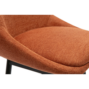 Tabourets de bar pivotants 360° en tissu effet velours texturé terre brûlée et métal H66 cm (lot de 2) ALESS
