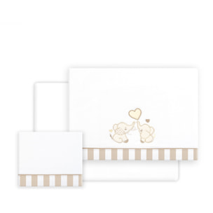 Triptico Cuna Parejita Elefante + Broche Bco/Beig