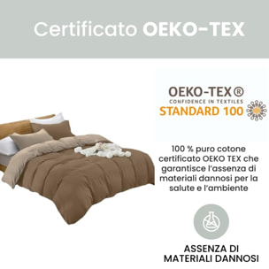 Parure Copripiumino Bicolore Singolo, Set Sacco Copripiumino in Cotone con Federe