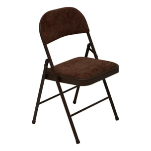 Chaise pliante avec assise renforcée velours Flexy+ marron