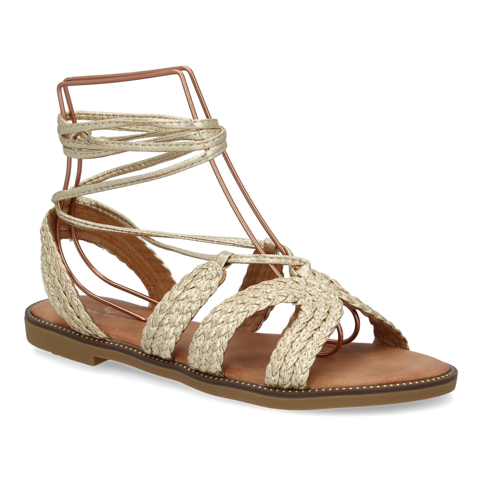 Sandalias planas para mujer, comodas y elegantes, diseño moderno con cordones atados al tobillo