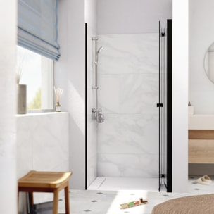 SK Porte de douche 100x196cm pliante anticalcaire avec profilé noir mat (SATSK100C)