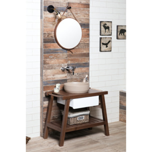 Set vasque à poser 39x39x12cm sans trop-plein + bonde à écoulement libre Infinitio marron mat