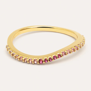 Anillo Fino Scarlett Rosa Baño Oro
