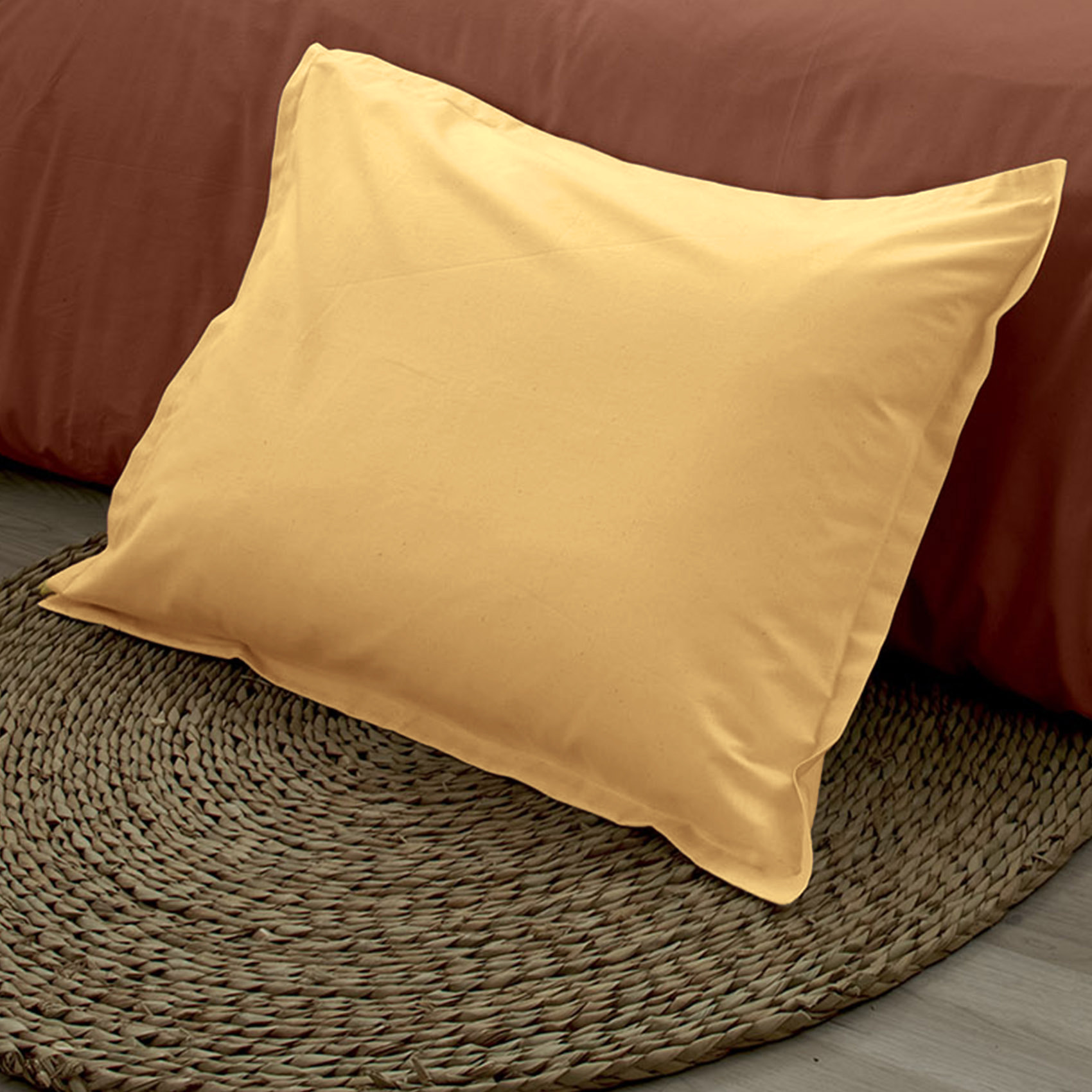 Taie d'oreiller en 100% coton biologique - Jaune