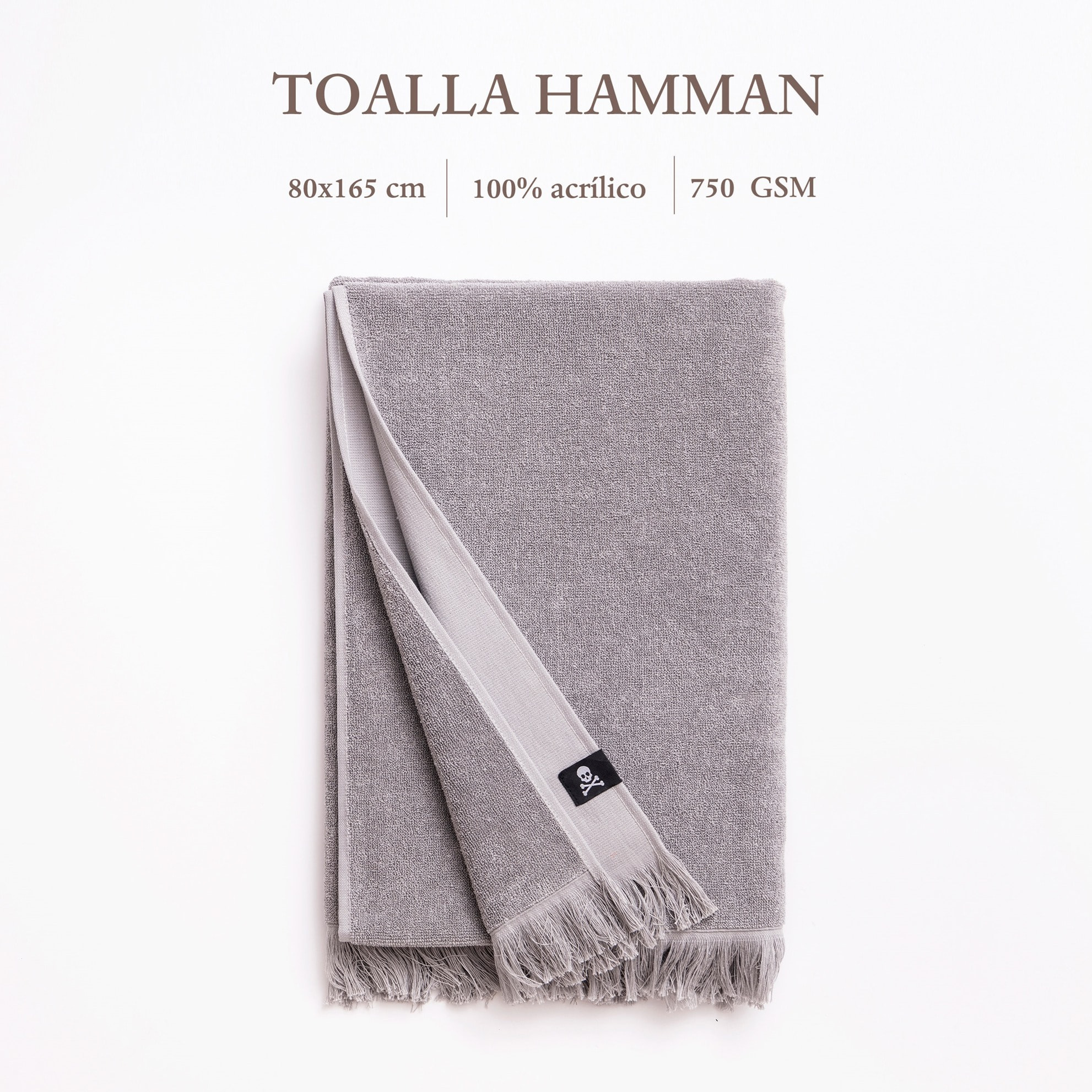 Toalla hamman 80x165cm 100%algodón 380gsm gris claro scalpers home