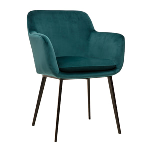 Chaises en tissu velours bleu pétrole et métal noir (lot de 2) AMIKA