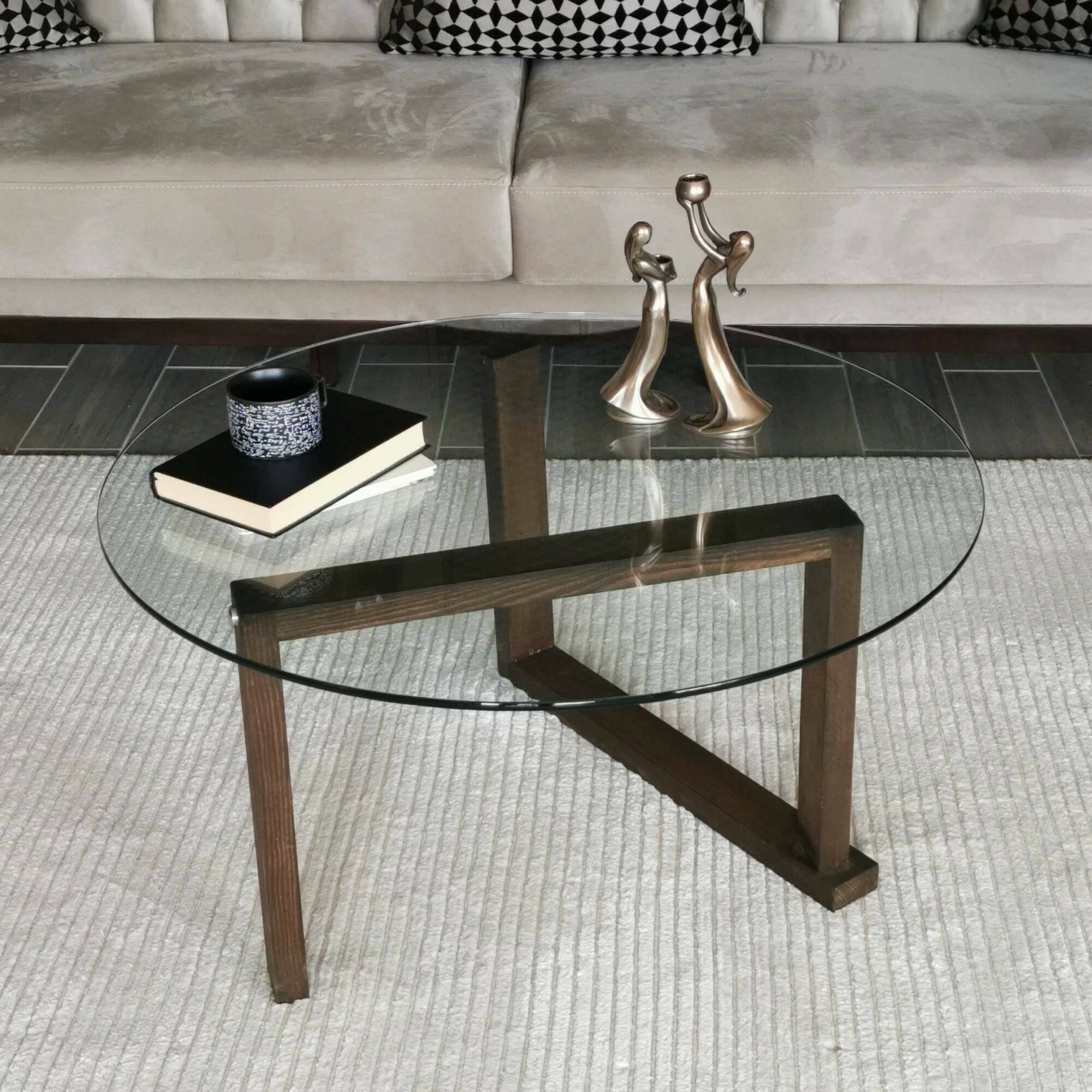 Tavolino da salotto Ragia, Tavolo basso da caffè, Portariviste per divano, Ripiano da soggiorno, 80x80h41 cm, Noce