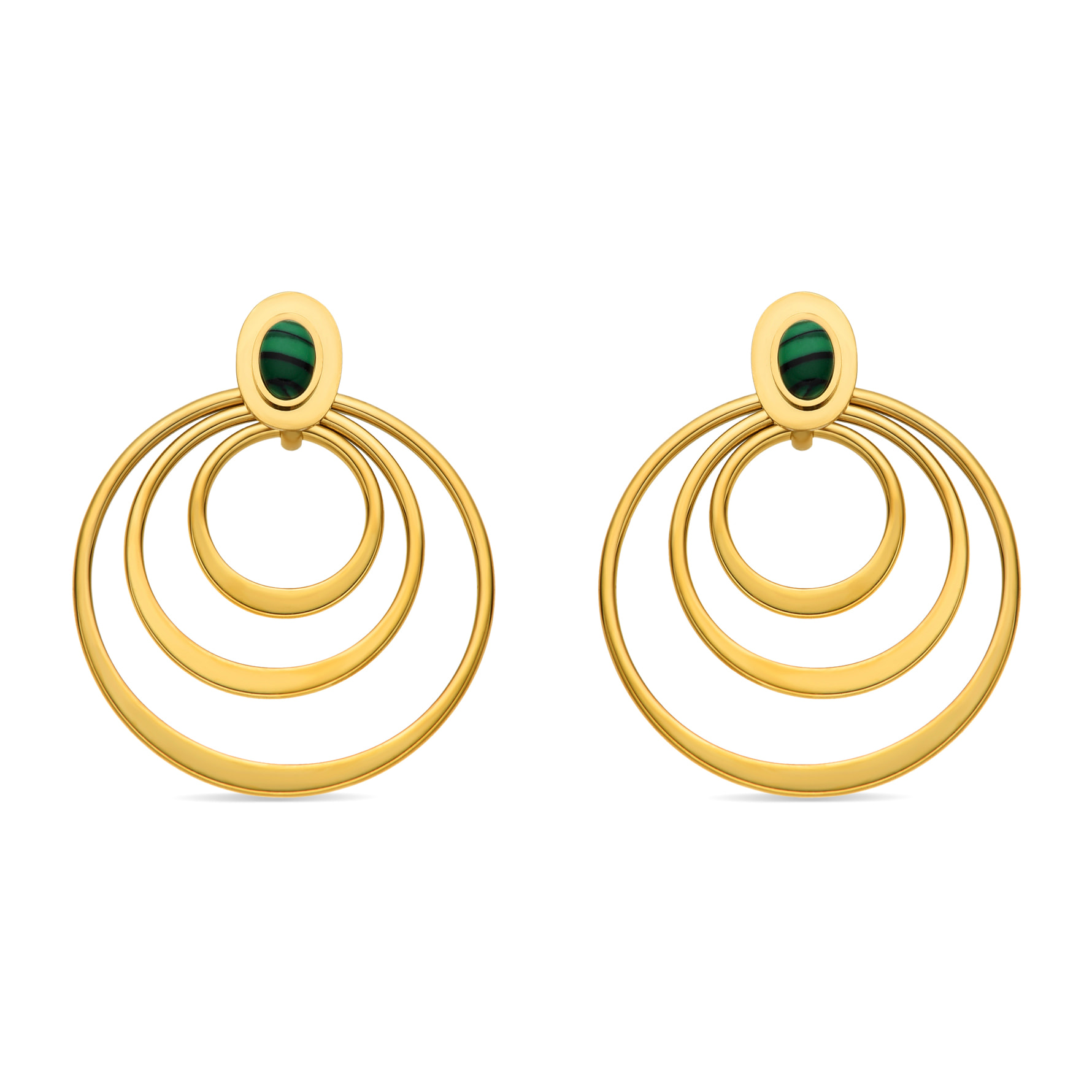 Pendientes con Malaquita acabado oro 18k