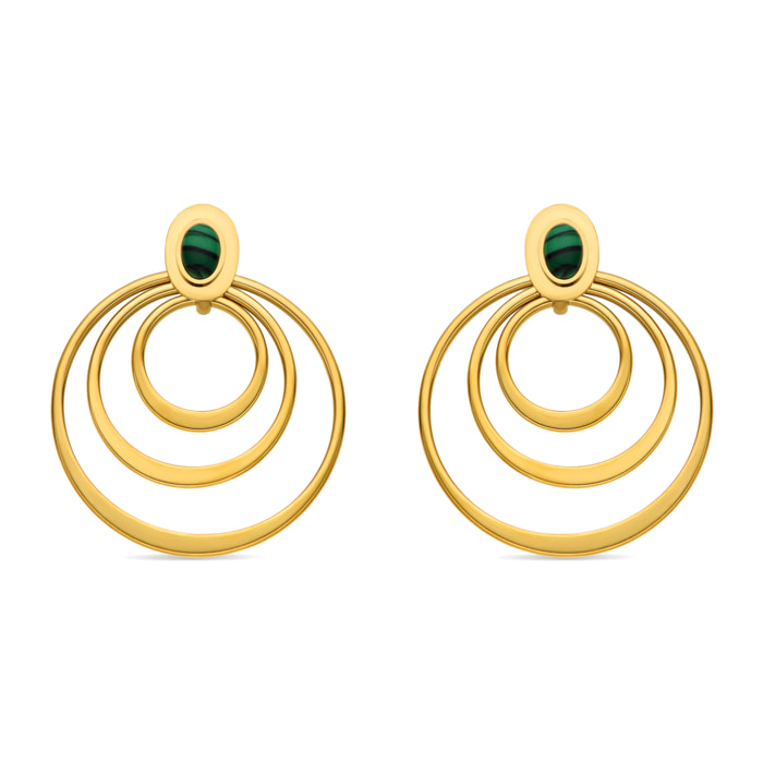 Pendientes con Malaquita acabado oro 18k