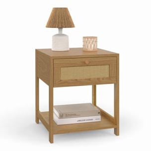 Tables de chevet Erin en cannage 1 tiroir - lot de 2