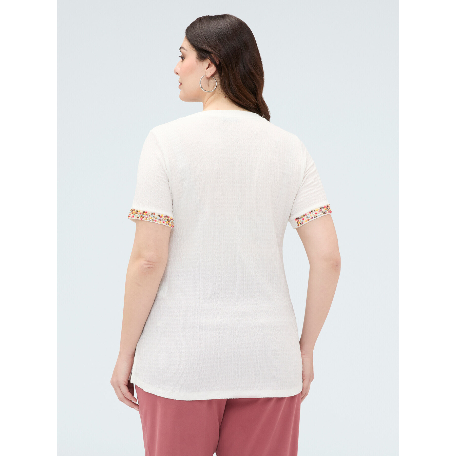 Fiorella Rubino - Camiseta de punto con cuentas - Blanco