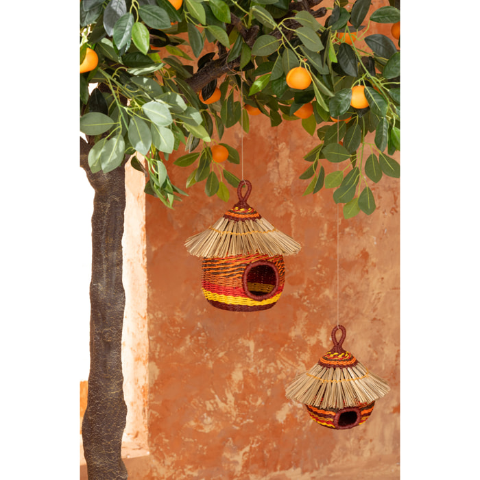 J-Line Nichoir Ligné - métal/papier - terracotta/orange - large