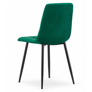 Sedia Kara in velluto verde scuro con gambe in metallo nero