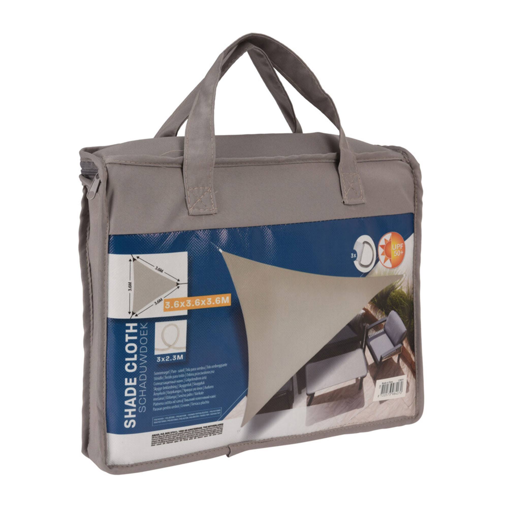 Well Home Sombrilla Triángulo de Sombra en Poliéster 36x36x36cm - Color Topo, UPF 50+, Ganchos de Metal y Bolsa de Transporte