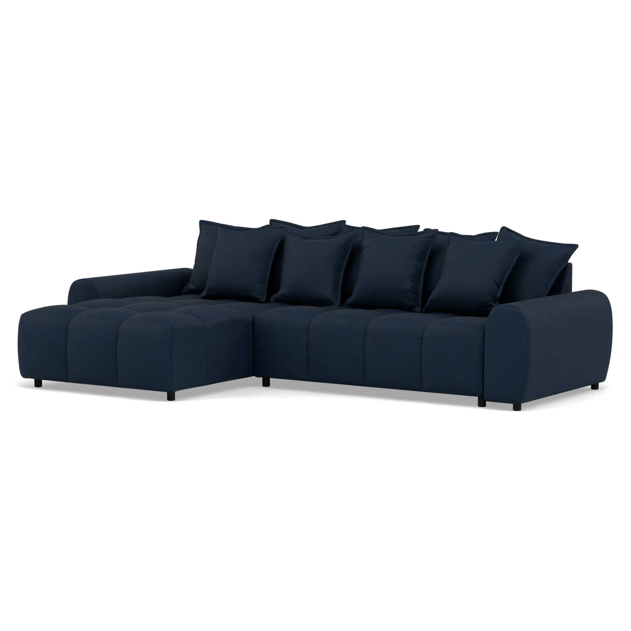 Adelaide - canapé d'angle réversible 4 places avec pouf d'appoint en tissu texturé - Bleu