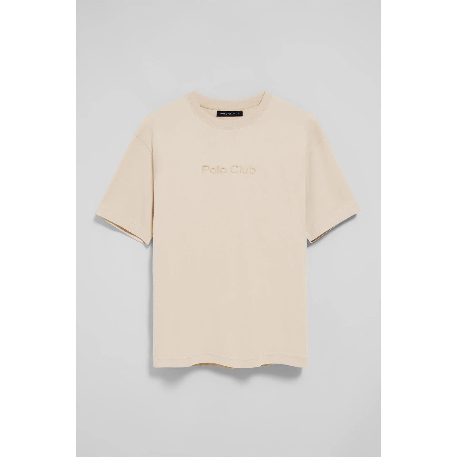 Maglietta beige a maniche corte e a girocollo con logotipo Polo Club