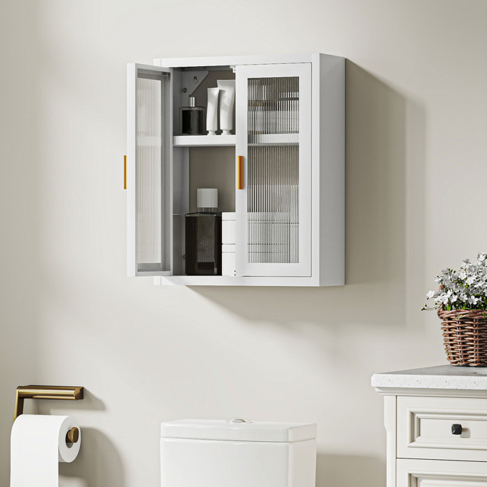 Armario de Baño de Pared, Mueble de Baño Colgante Moderno con Puertas de Acrílico, Estante Ajustable, Cierres Magnéticos, Armario de Almacenamiento para Lavadero, sobre el Inodoro, Blanco