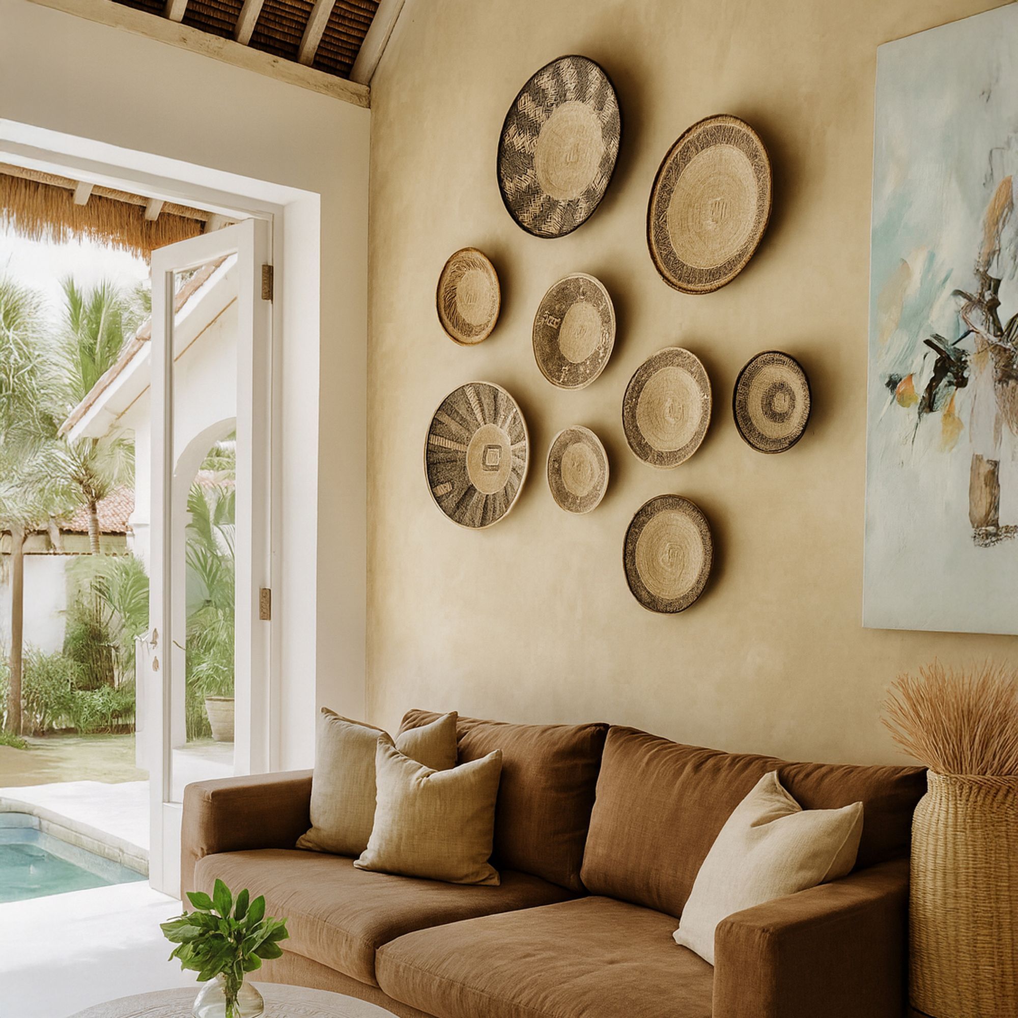 Panier mural tressé à la main au Zimbabwé 39-44cm LIMPO