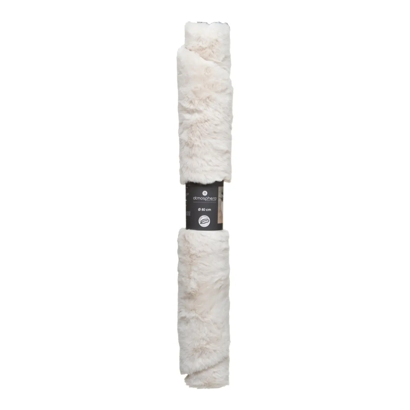 Tapis "Couka" effet fourrure blanc ivoire D80cm