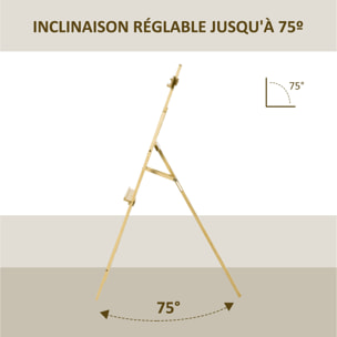 HOMCOM Chevalet d'artiste sur pieds pliable dim. 51,5L x 71,5l x 134,5H cm inclinaison réglable 90° max. bois de pin autoclave