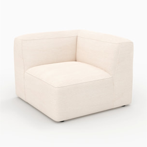 Angle droit pour canapé modulable en velours blanc cassé - Mina