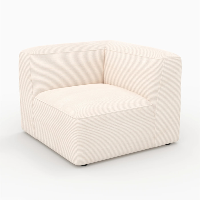 Angle droit pour canapé modulable en velours blanc cassé - Mina