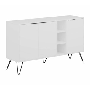 Credenza Dpenz, Buffet da soggiorno, Madia da salotto, Dispensa da cucina, 142x36h83 cm, Bianco