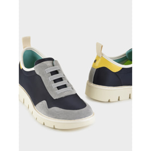 SLIP ON P05 UOMO IN NYLON E SUEDE COBALTO-GRIGIO-GIALLO