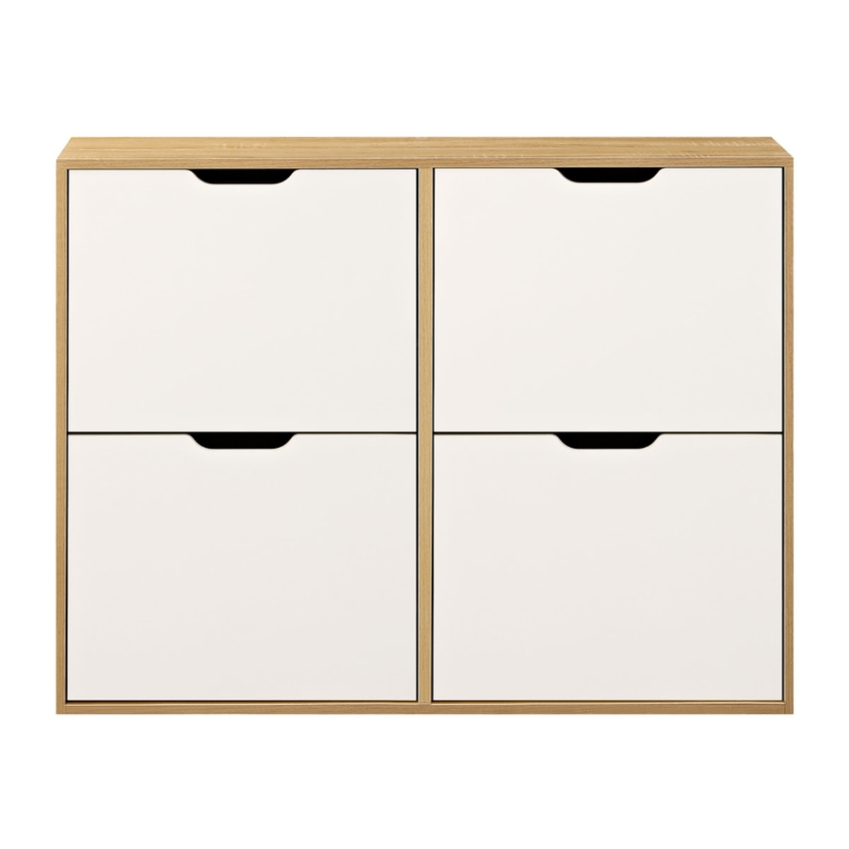 Scarpiera 4 vani bianca e rovere in pannello truciolare - Sky