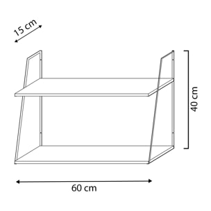 Estantería de pared Eloi de 2 niveles Gris, madera de Paulownia