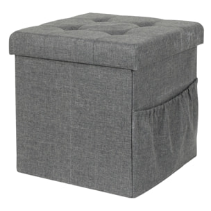 Coffre Pouf Pliable Tissu Gris Fonce