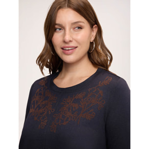 Fiorella Rubino - Vestito corto a linea A con ricamo floreale - Blu