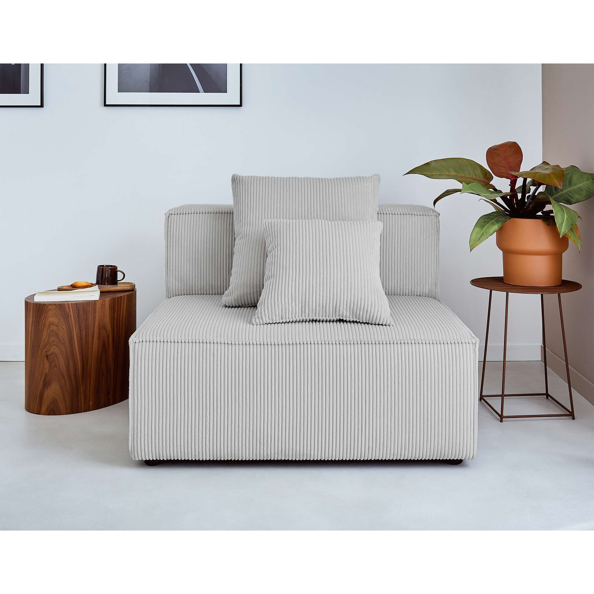 Colombine - module d'assise - en velours côtelé - Gris clair