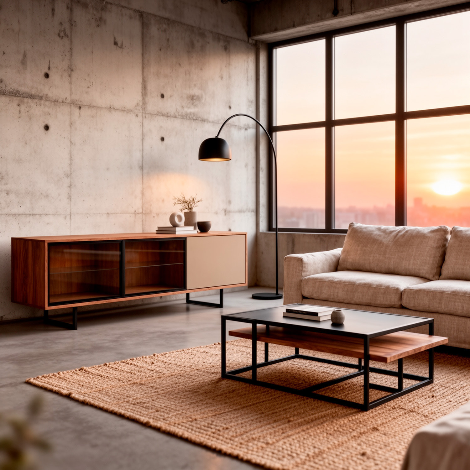 Porta TV 3 Ante Con 2 LED Inclusi 2 Ante Vetro Fumè Mobile TV Moderno Con Ripiani Interni Piedi In Ferro Nero 185 x 60 x 40  Cm Rovere E Grigio Caldo