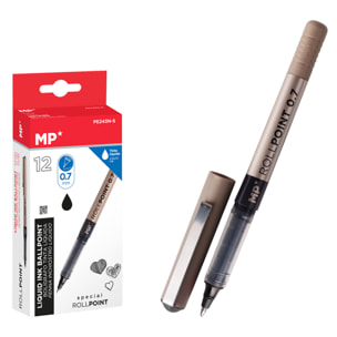 PACK 12 BOLÍGRAFOS TINTA LÍQUIDA PUNTA BALL NEGRO