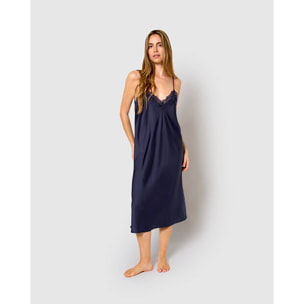 Camisón midi satén azul