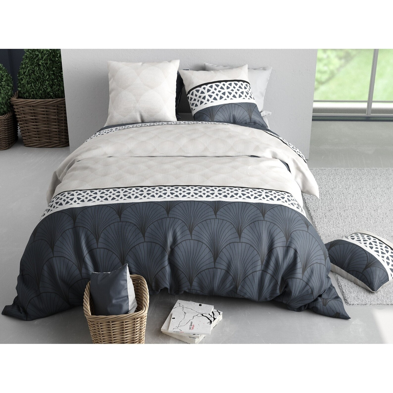 Parure housse de couette imprimée + 2 taies Arcadia