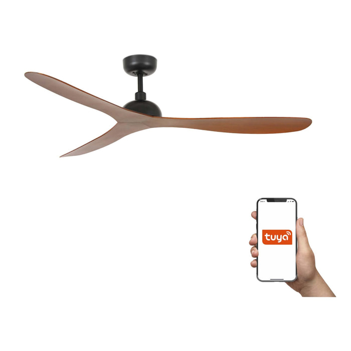 GOTLAND L Ventilateur de plafond noir/noyer TUYA
