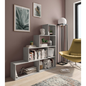 Libreria Design Zig Zag Scaffale Mensola Moderna 6 Vani A Giorni Ripiani Mobile Libri per Soggiorno Salotto Camera Studio 143x144.9x27.9 Cm Grigio